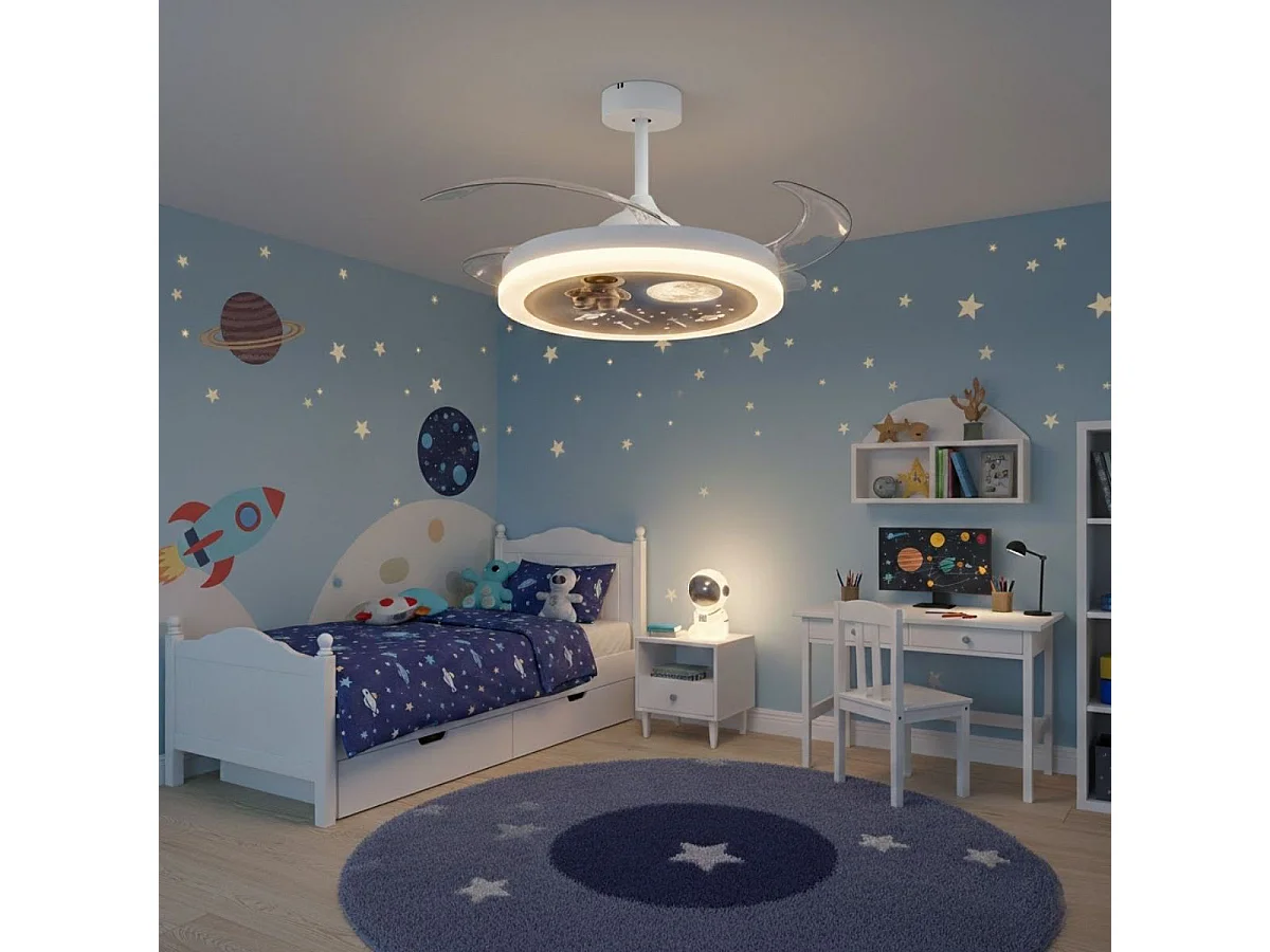 Ventilador de techo infantil Amstrong mini Bel Air 96W 4 aspas retráctiles blanco Ø91 cm
