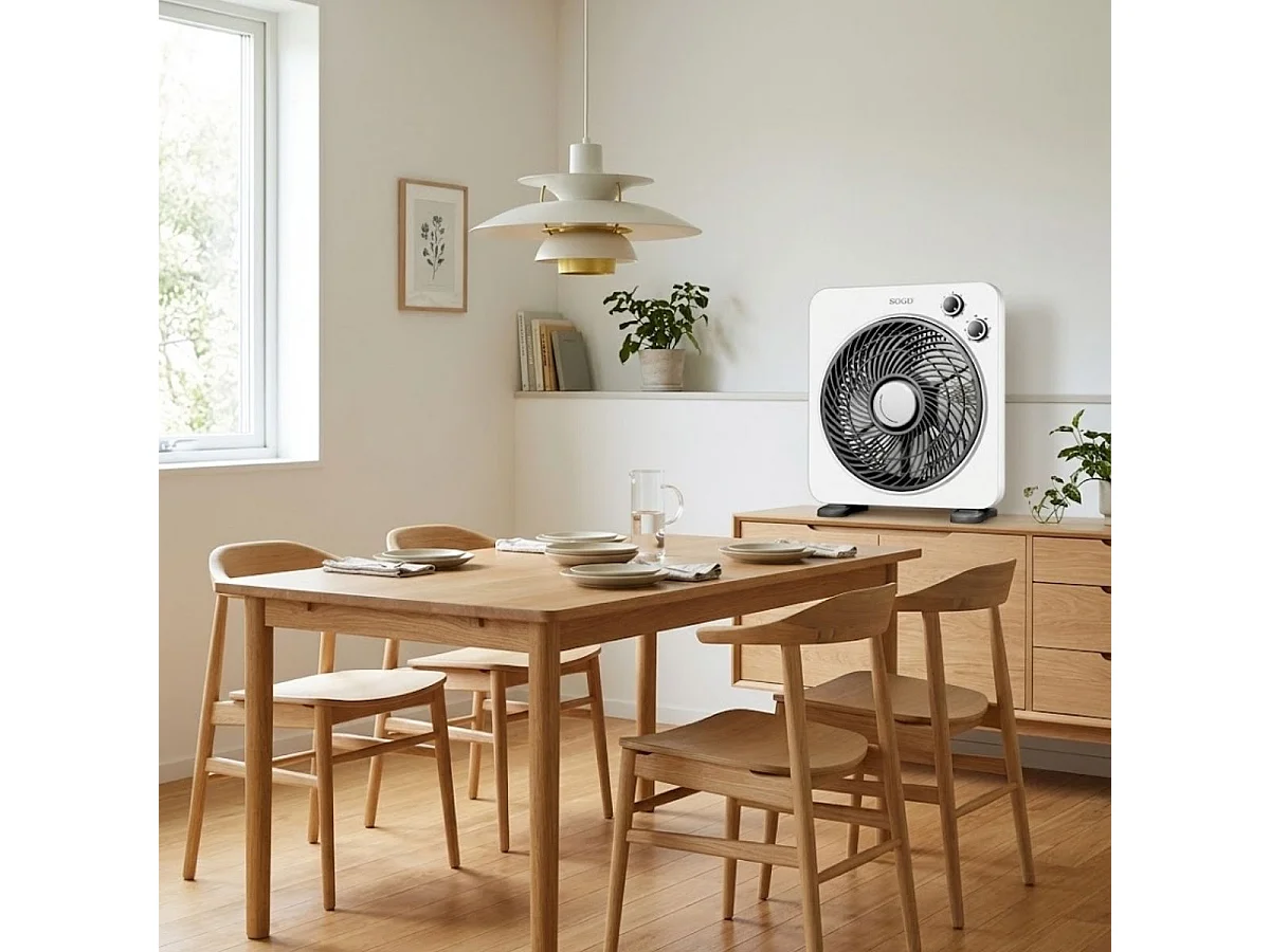 Sogo 45W 3-Stufen Weißer Bodenventilator Ø25 cm