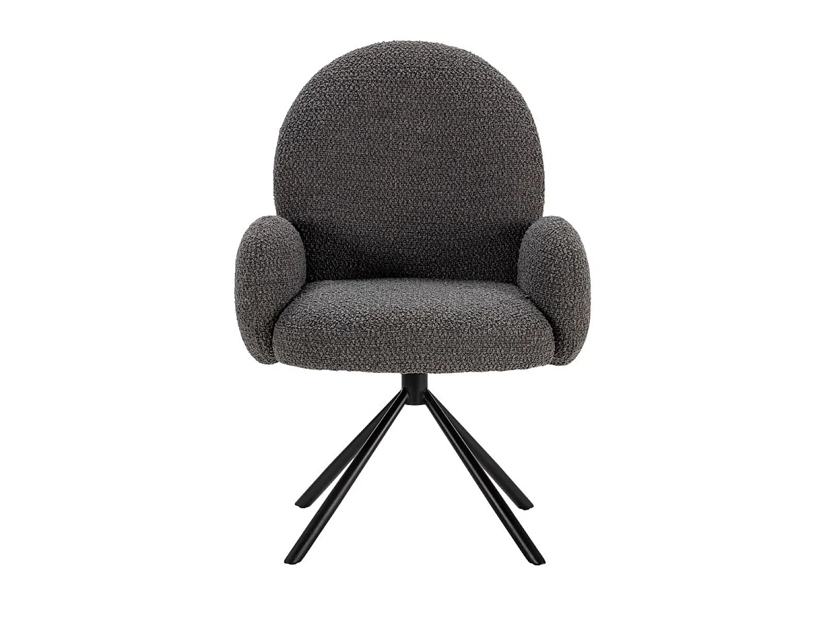 Chaise pivotante tissu bouclettes gris foncé pied métal noir - MORENO