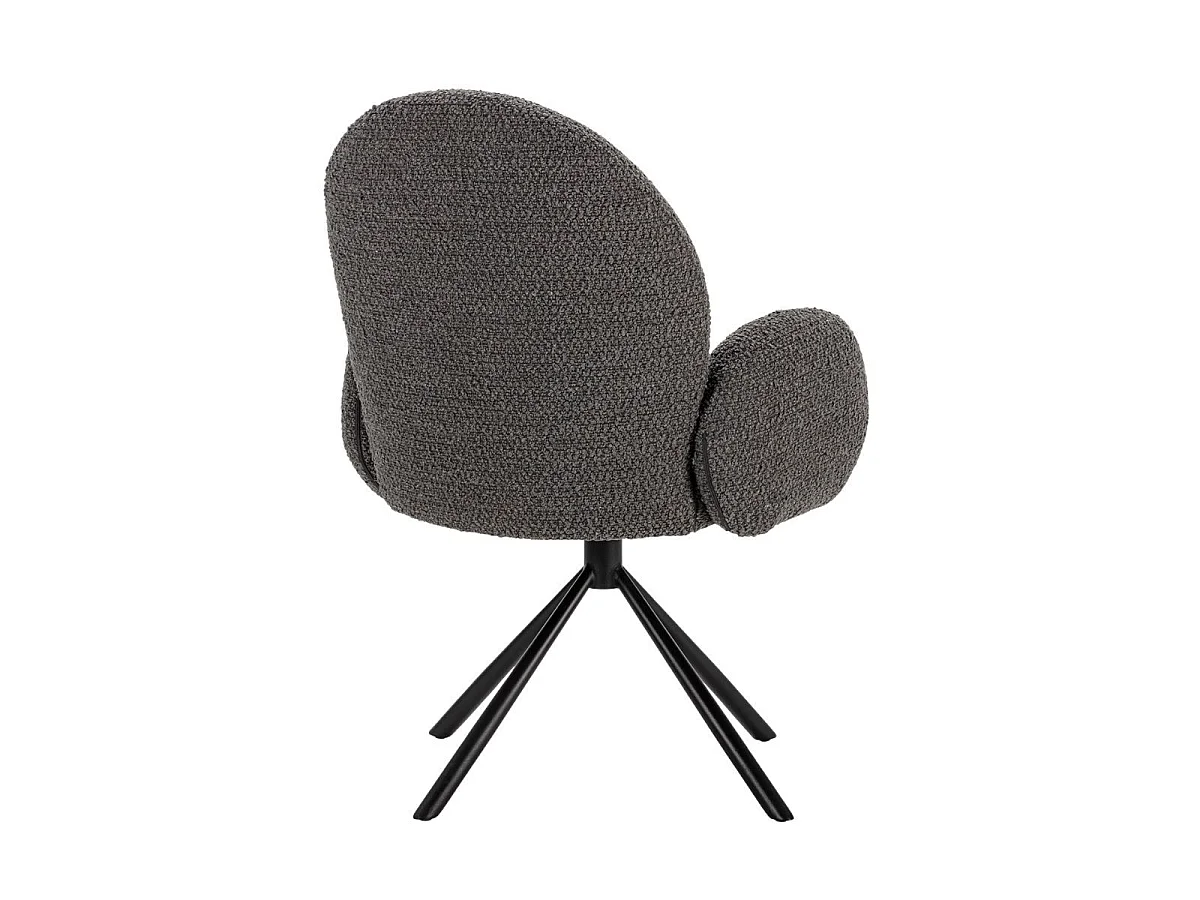 Chaise pivotante tissu bouclettes gris foncé pied métal noir - MORENO