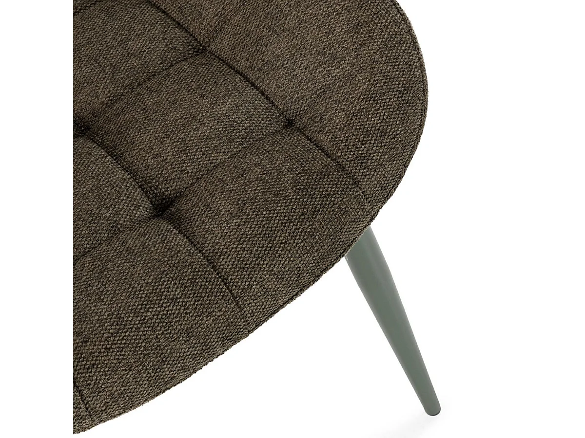 Lot de 2 chaises en tissu maille avec surpiqûres et pieds métal vert - RIBEL