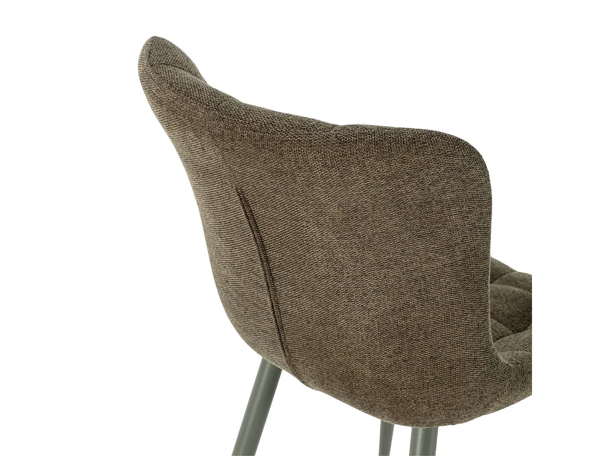 Lot de 2 chaises en tissu maille avec surpiqûres et pieds métal vert - RIBEL