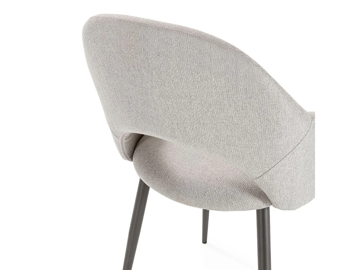 Lot de 4 chaises enveloppantes en tissu maille perle pieds métal gris - LAYANI
