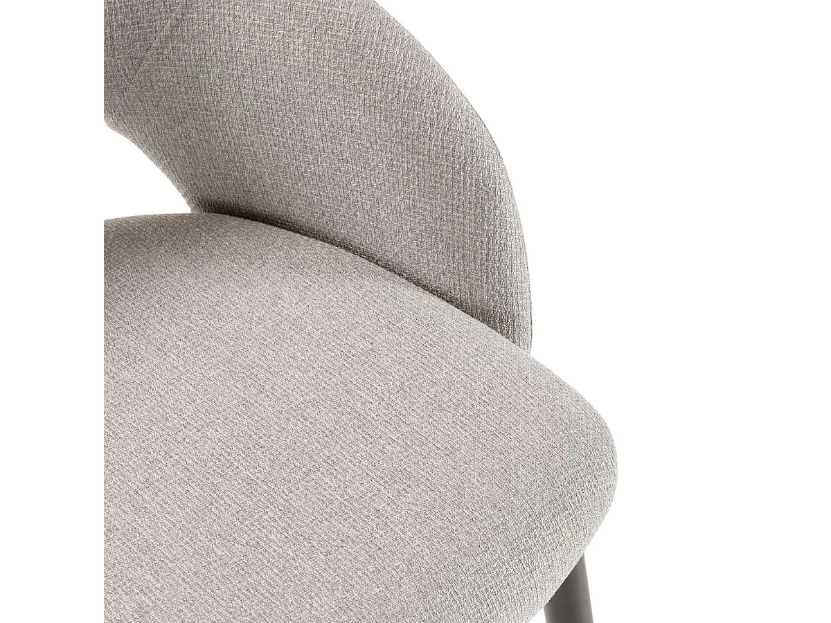 Lot de 4 chaises enveloppantes en tissu maille perle pieds métal gris - LAYANI