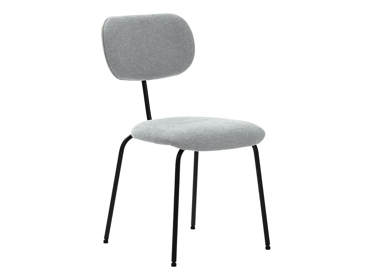 Lot de 2 chaises tissu maille douce gris arrière dossier bois pieds métal noir - DARLENE