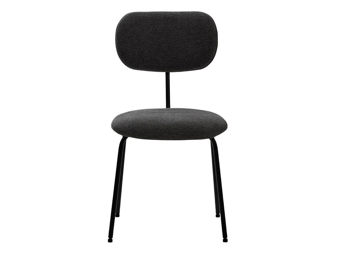 Lot de 6 chaises tissu maille douce noir arrière dossier bois pieds métal noir - DARLENE
