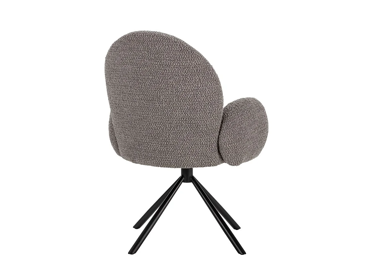 Chaise pivotante tissu bouclettes gris clair pied métal noir - MORENO