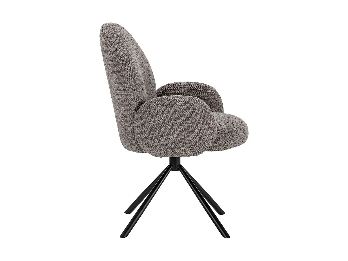 Chaise pivotante tissu bouclettes gris clair pied métal noir - MORENO