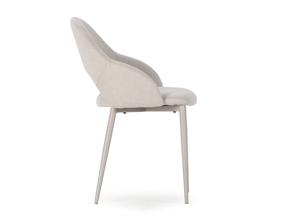 Lot de 2 chaises enveloppantes en tissu maille beige pieds métal crème - LAYANI