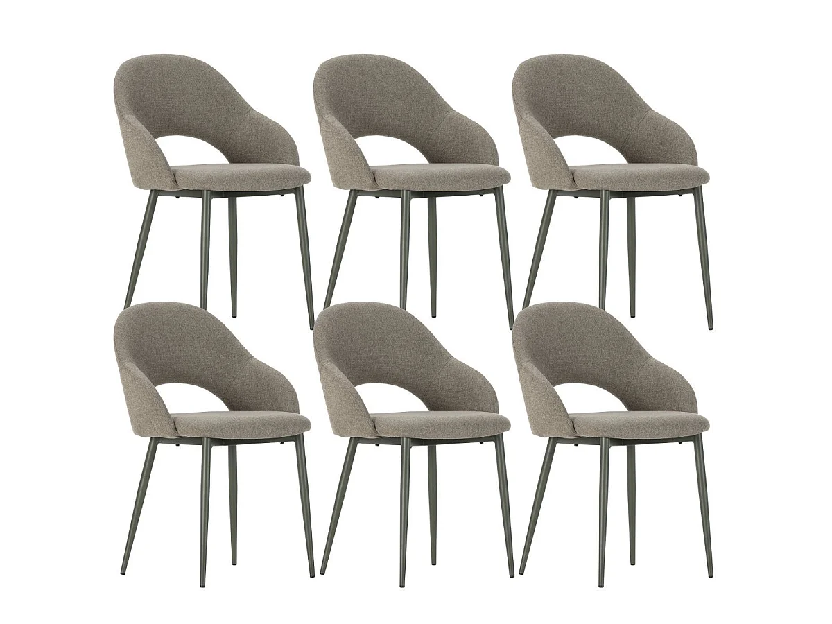Lot de 6 chaises enveloppantes en tissu maille et pieds métal vert - LAYANI