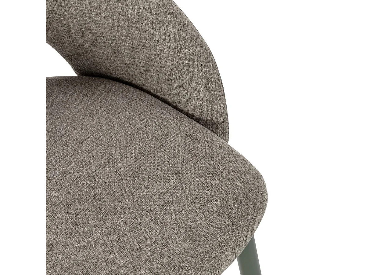 Lot de 6 chaises enveloppantes en tissu maille et pieds métal vert - LAYANI