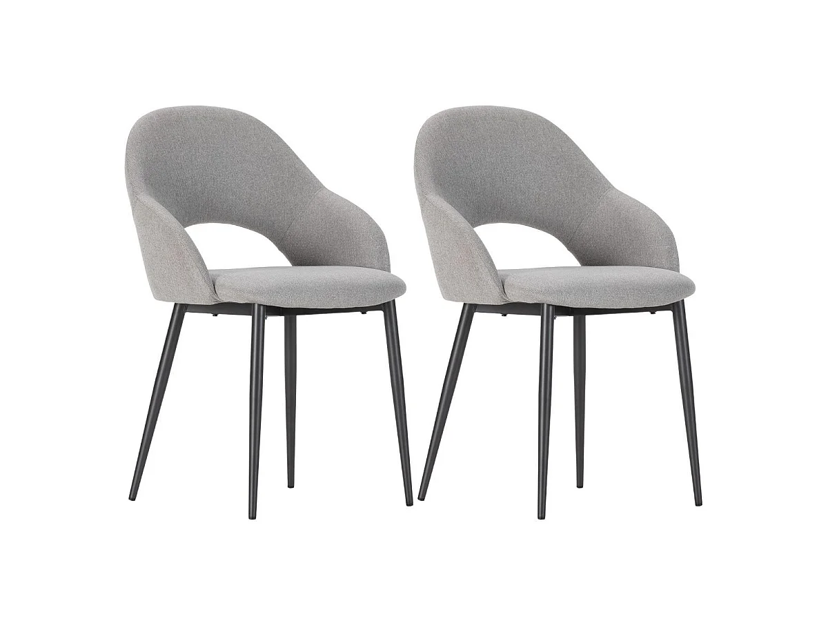 Lot de 2 chaises enveloppantes en tissu maille perle pieds métal gris - LAYANI