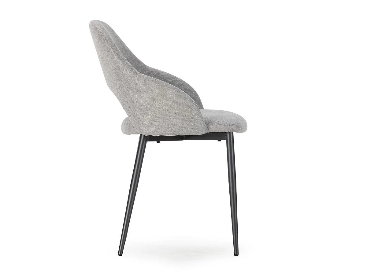 Lot de 2 chaises enveloppantes en tissu maille perle pieds métal gris - LAYANI
