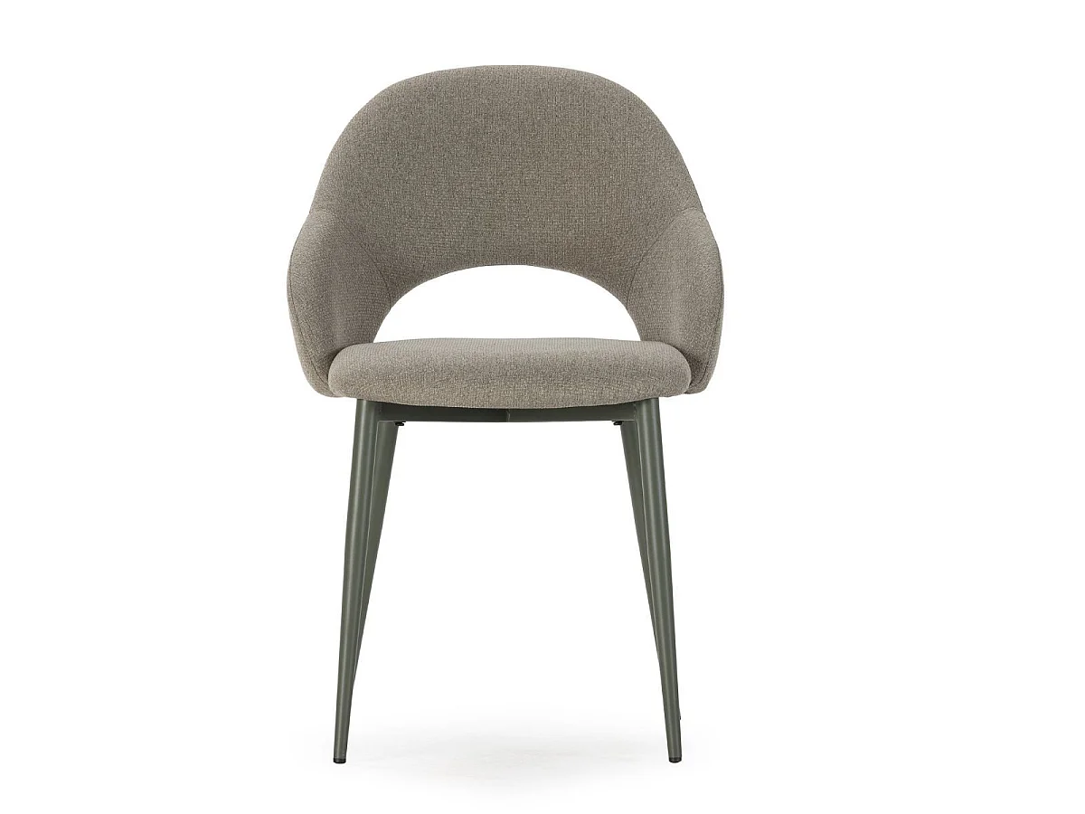 Lot de 2 chaises enveloppantes en tissu maille et pieds métal vert - LAYANI