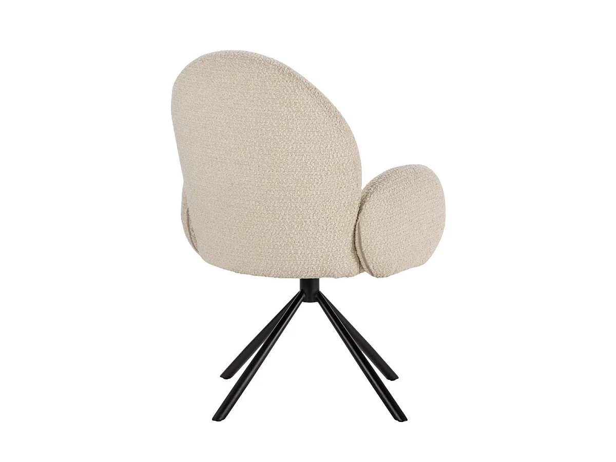 Chaise pivotante tissu bouclettes crème pied métal noir - MORENO
