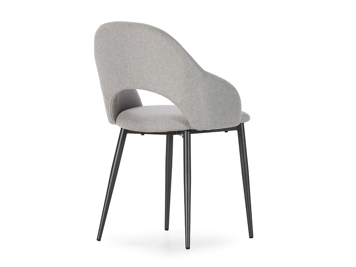 Lot de 6 chaises enveloppantes en tissu maille perle pieds métal gris - LAYANI