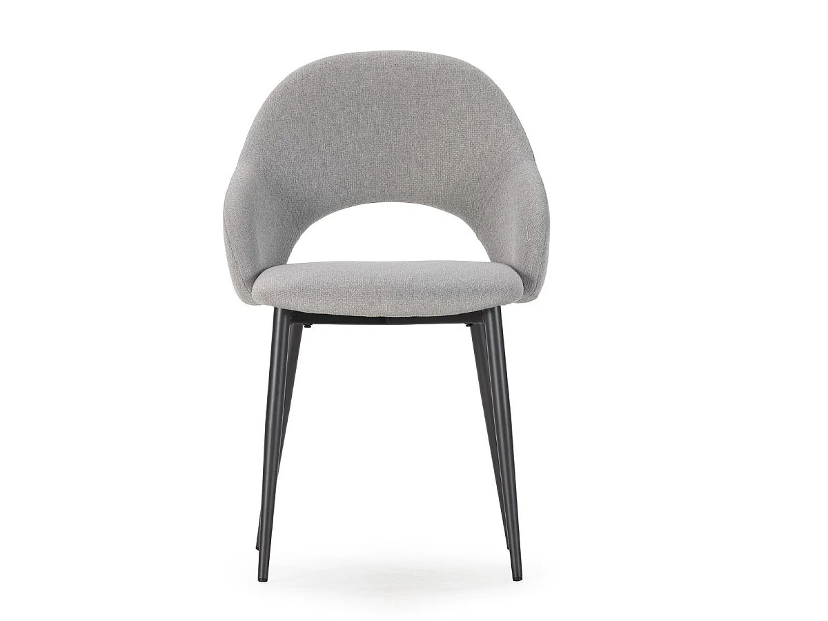 Lot de 6 chaises enveloppantes en tissu maille perle pieds métal gris - LAYANI