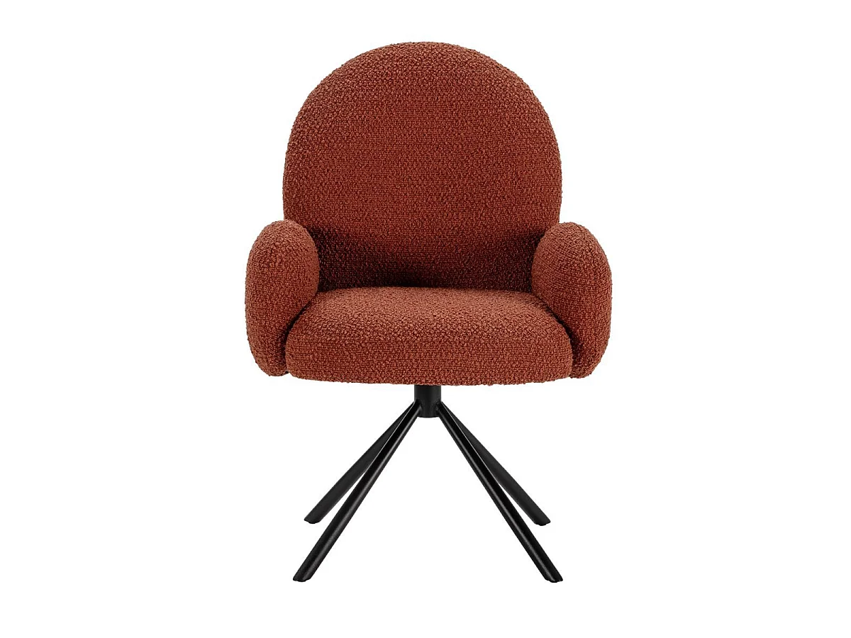 Chaise pivotante tissu bouclettes brique pied métal noir - MORENO