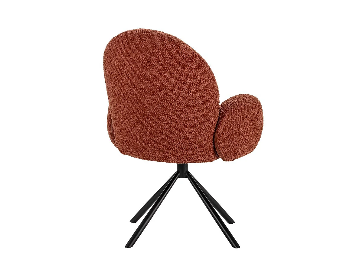 Chaise pivotante tissu bouclettes brique pied métal noir - MORENO