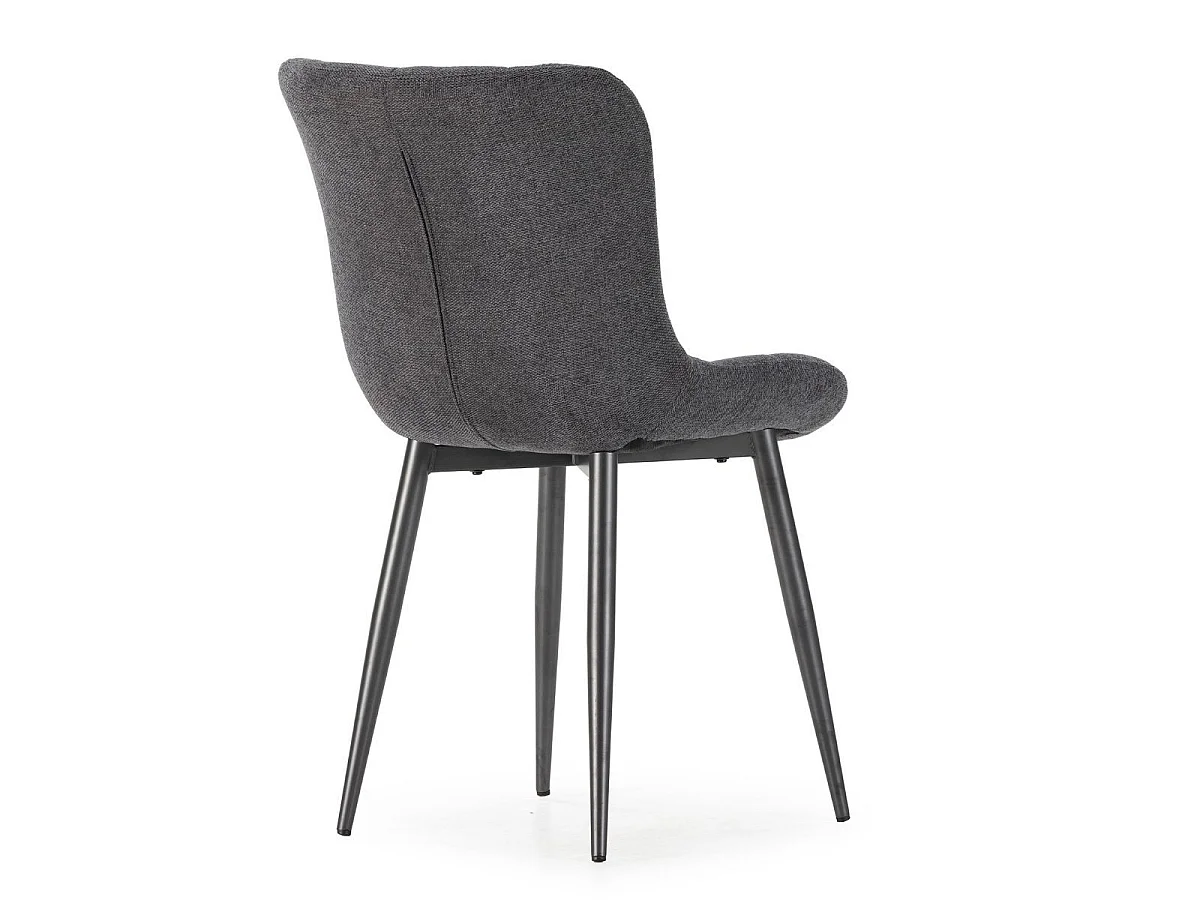 Lot de 2 chaises en tissu maille avec surpiqûres et pieds métal gris foncé - RIBEL