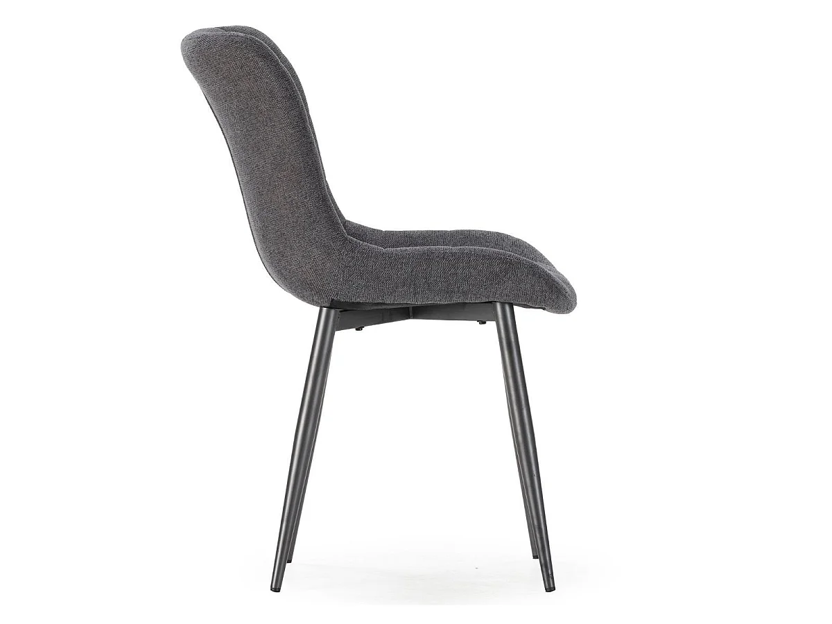Lot de 2 chaises en tissu maille avec surpiqûres et pieds métal gris foncé - RIBEL
