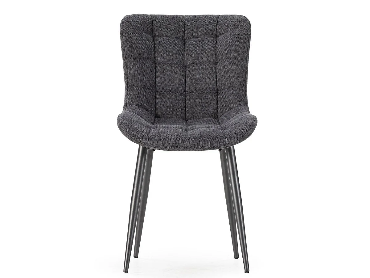 Lot de 2 chaises en tissu maille avec surpiqûres et pieds métal gris foncé - RIBEL