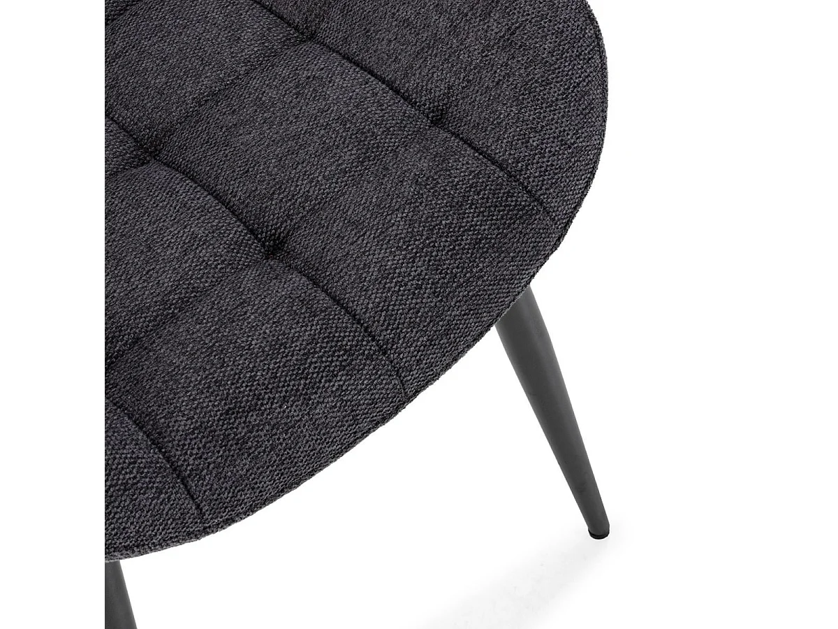 Lot de 2 chaises en tissu maille avec surpiqûres et pieds métal gris foncé - RIBEL