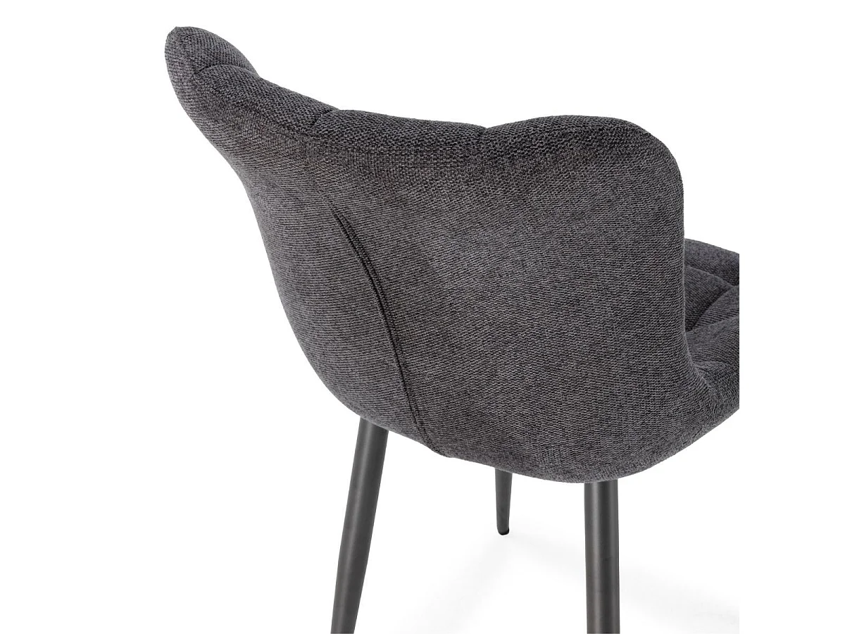 Lot de 2 chaises en tissu maille avec surpiqûres et pieds métal gris foncé - RIBEL