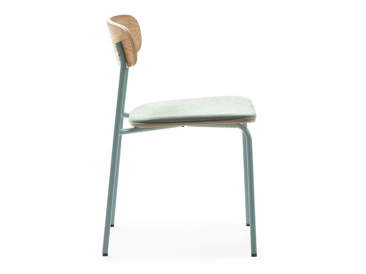 Lot de 2 chaises dossier bois assise tissu et pieds métal aigue-marine - RIDILA
