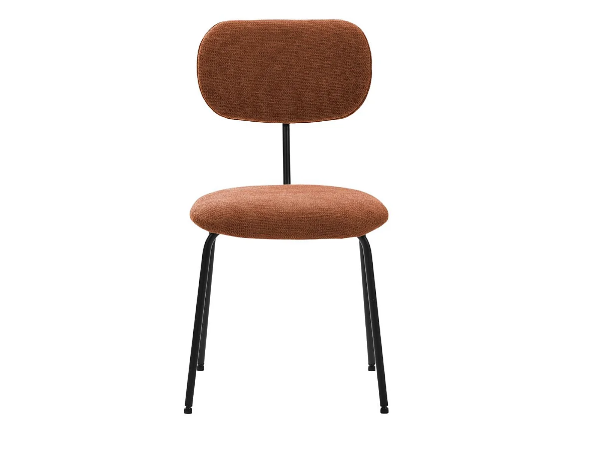Lot de 4 chaises tissu maille douce brique arrière dossier bois pieds métal noir - DARLENE