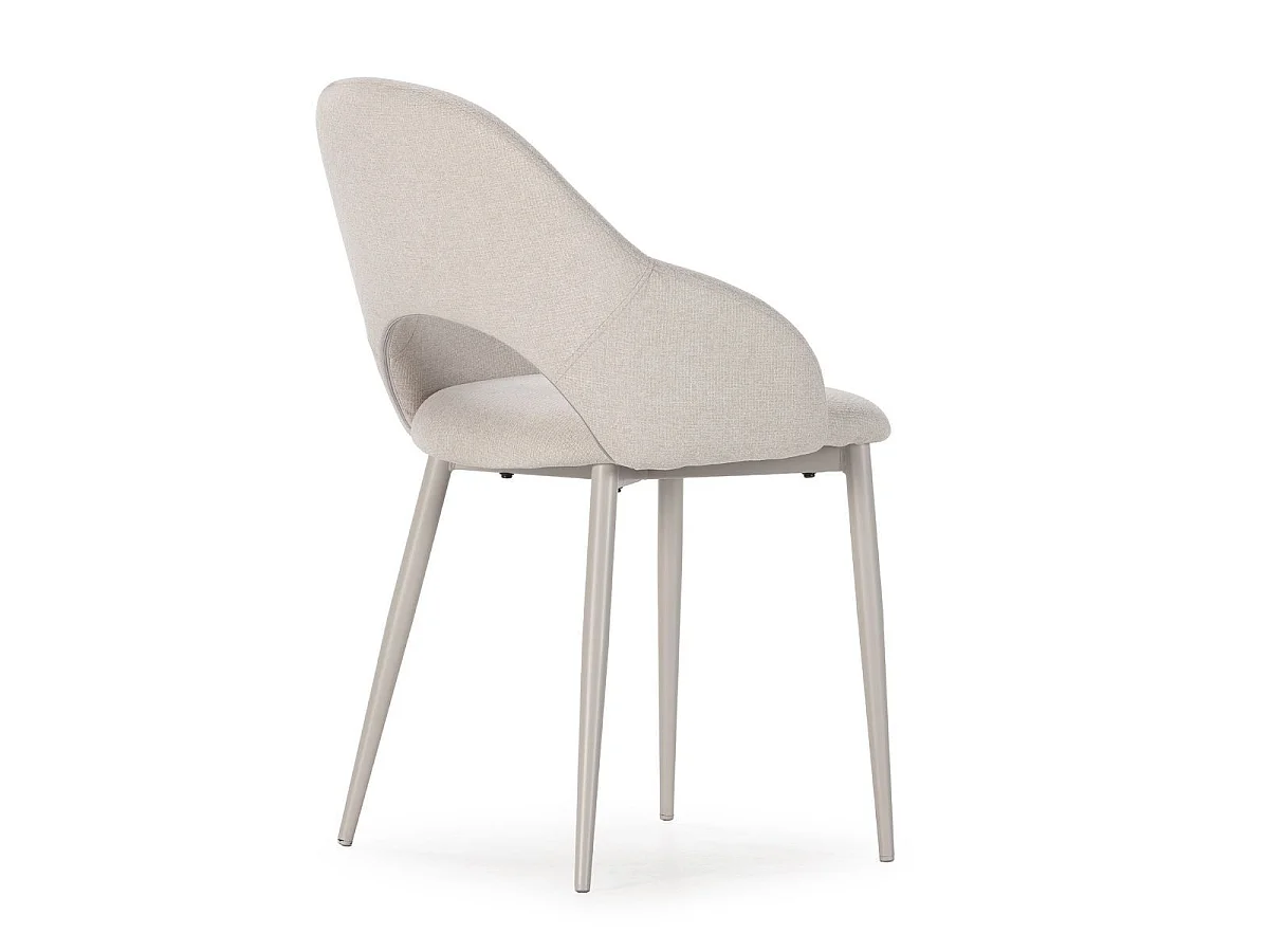 Lot de 4 chaises enveloppantes en tissu maille beige pieds métal crème - LAYANI