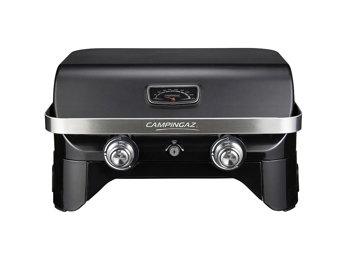Tragbarer Gas-Tischgrill mit emaillierter Gussplatte 58 x 36 cm und Thermometer - Campingaz Attitude 2100 LX