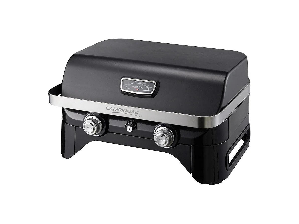Tragbarer Gas-Tischgrill mit emaillierter Gussplatte 58 x 36 cm und Thermometer - Campingaz Attitude 2100 LX