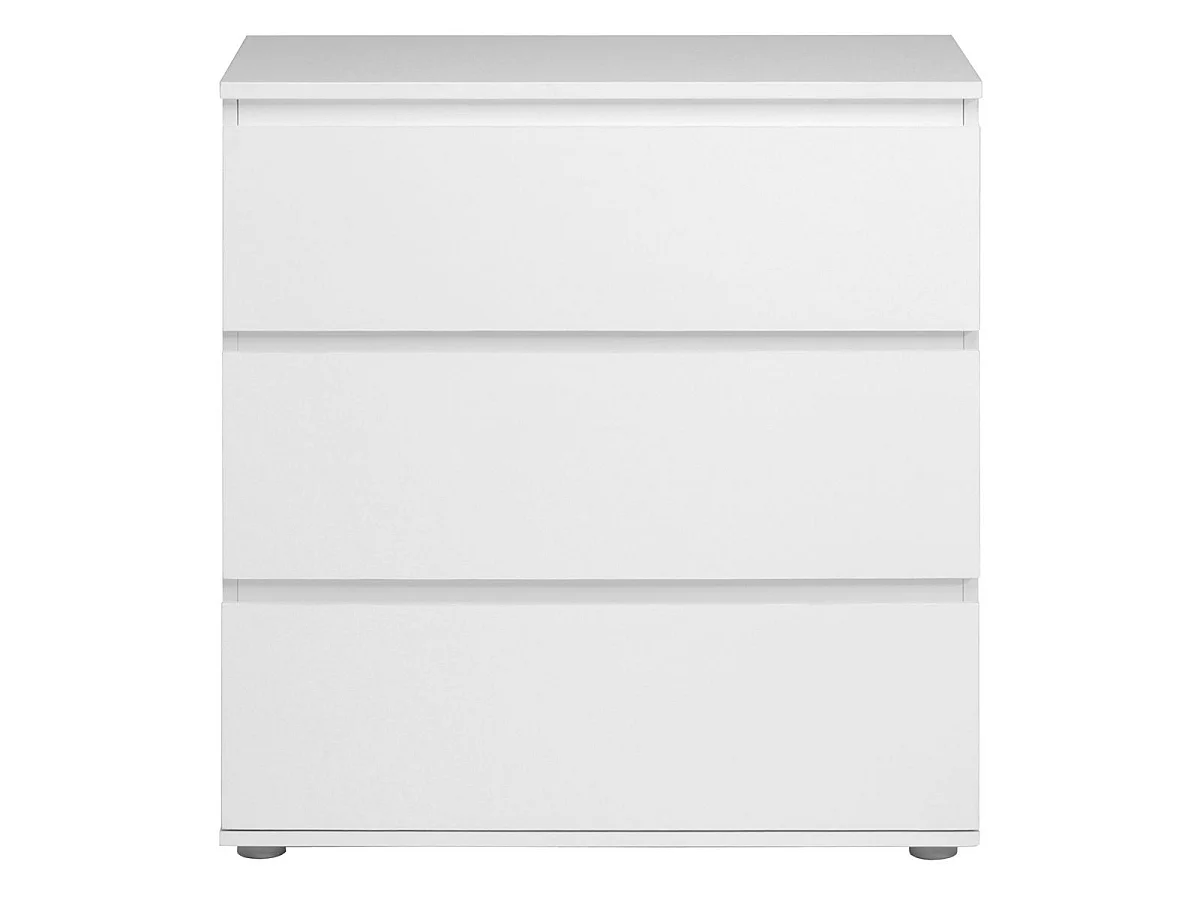 Commode 3 tiroirs en mélaminé blanc sans poignées - NELIO BLANC