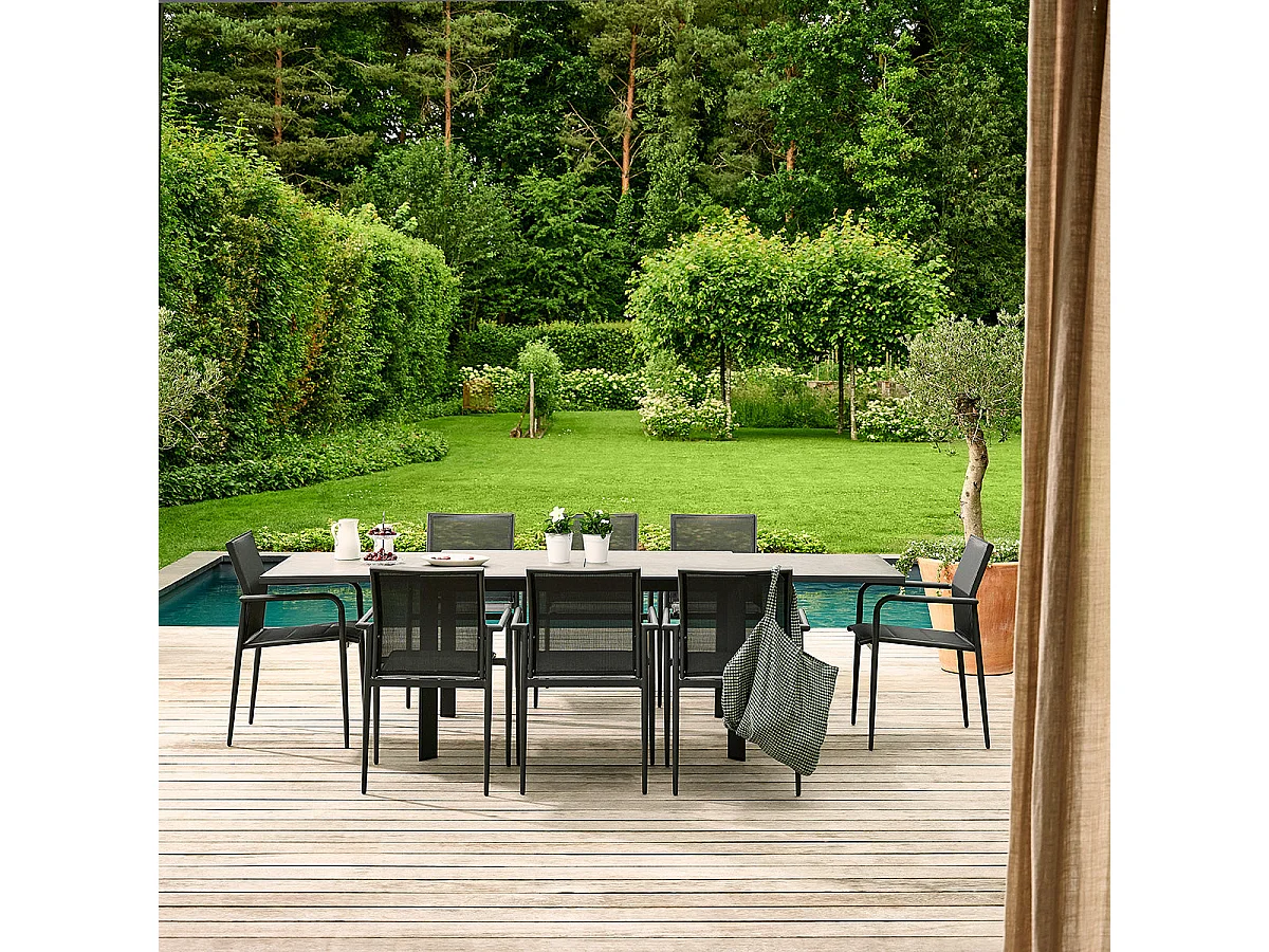 Table de jardin en aluminium gris extensible 6/10 pers.
