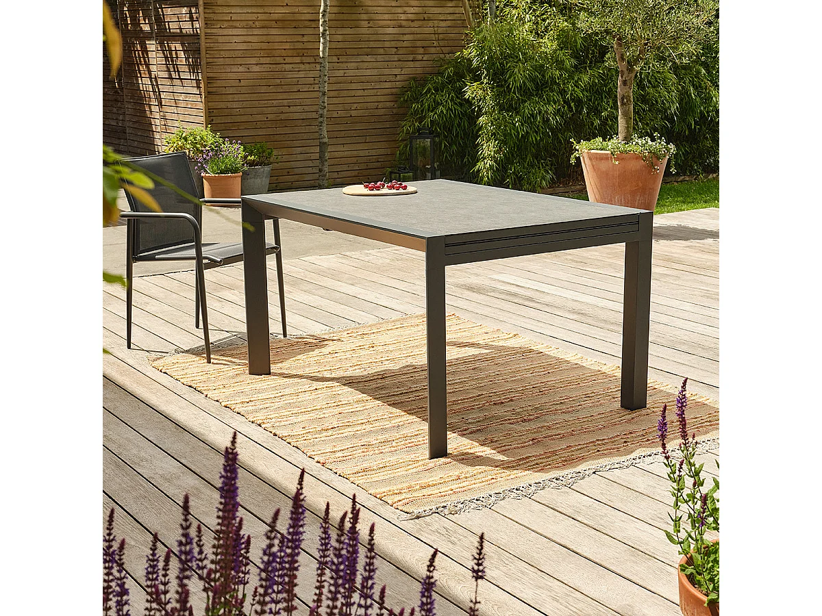 Table de jardin en aluminium gris extensible 6/10 pers.