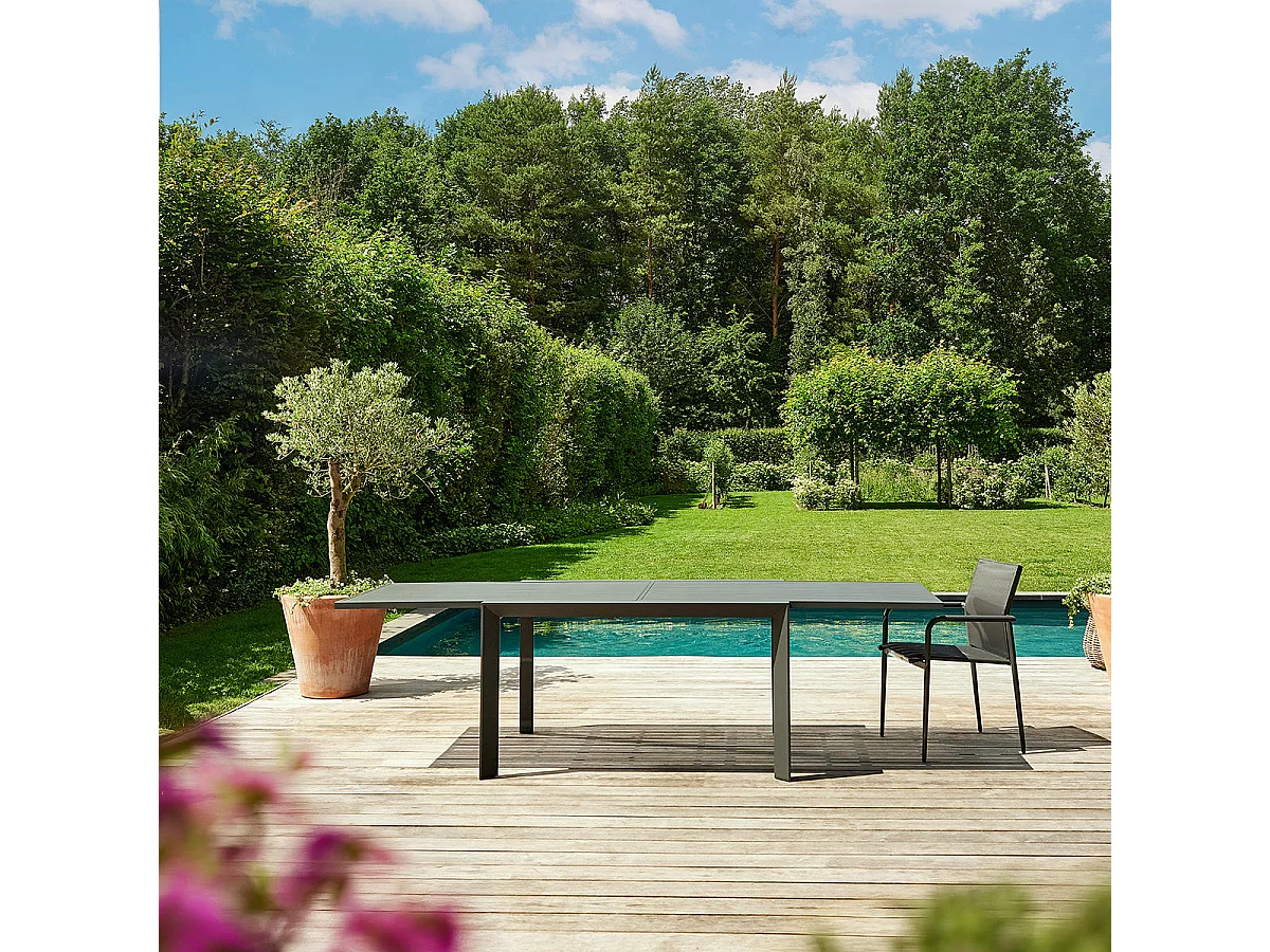 Table de jardin en aluminium gris extensible 6/10 pers.