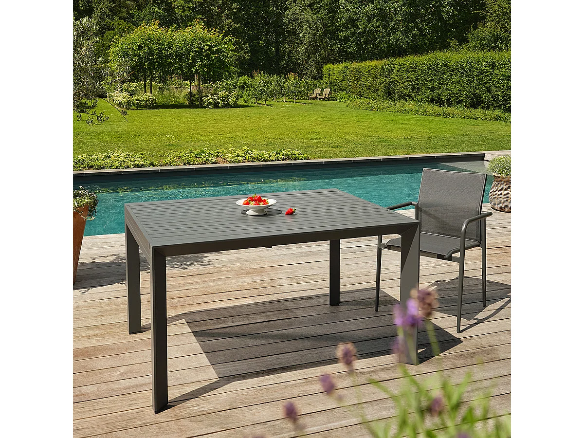 Table de jardin en aluminium gris extensible 6/10 pers.