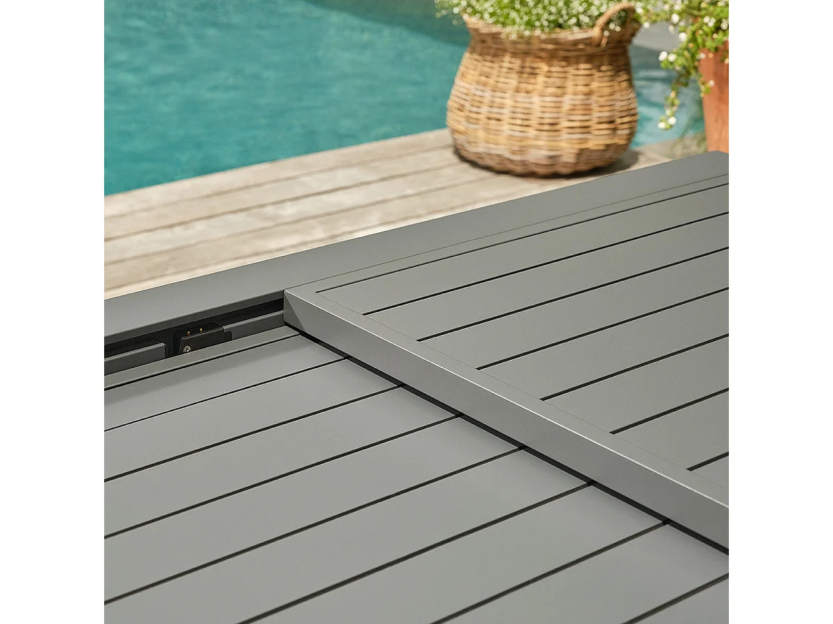 Table de jardin en aluminium gris extensible 6/10 pers.