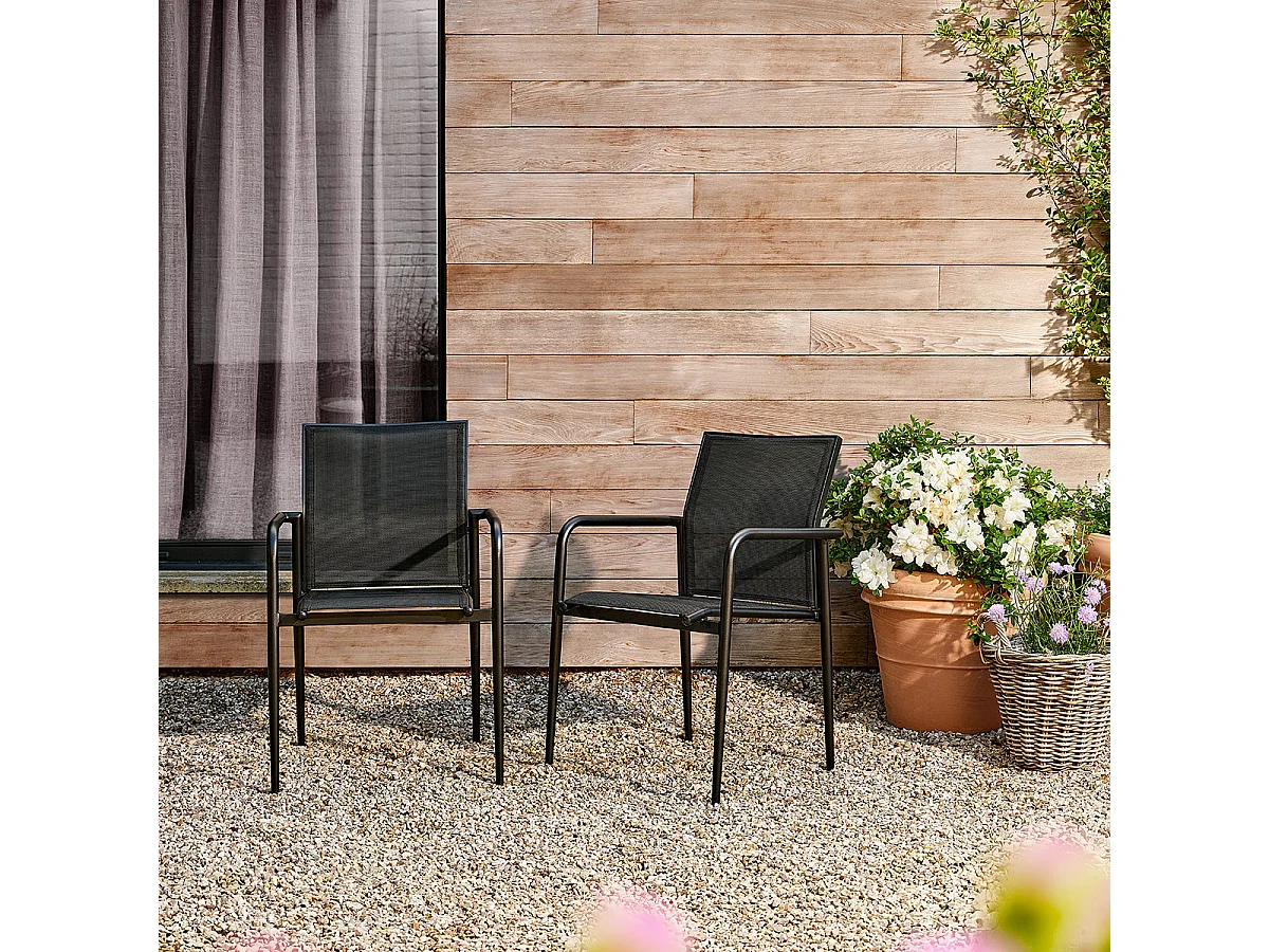 Fauteuil de jardin en aluminium et textilène noir
