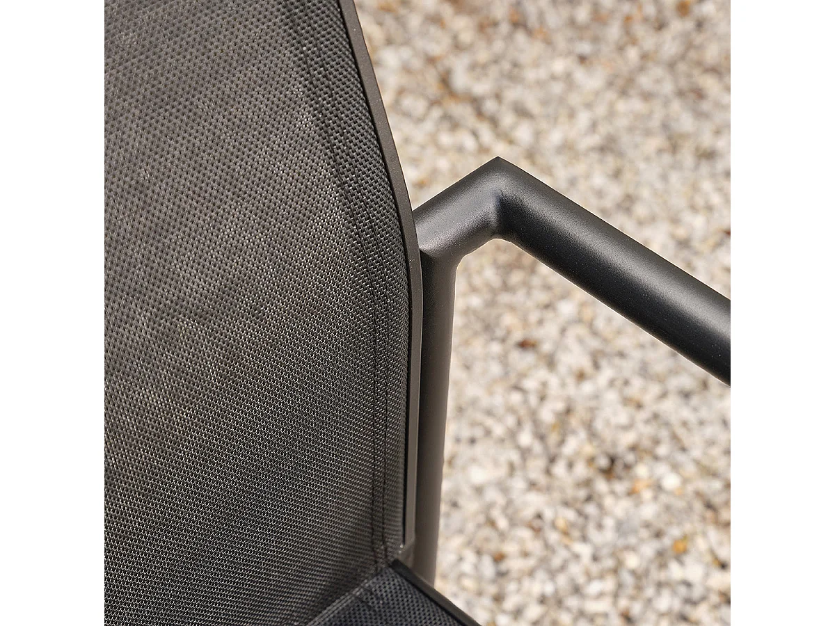 Fauteuil de jardin en aluminium et textilène noir