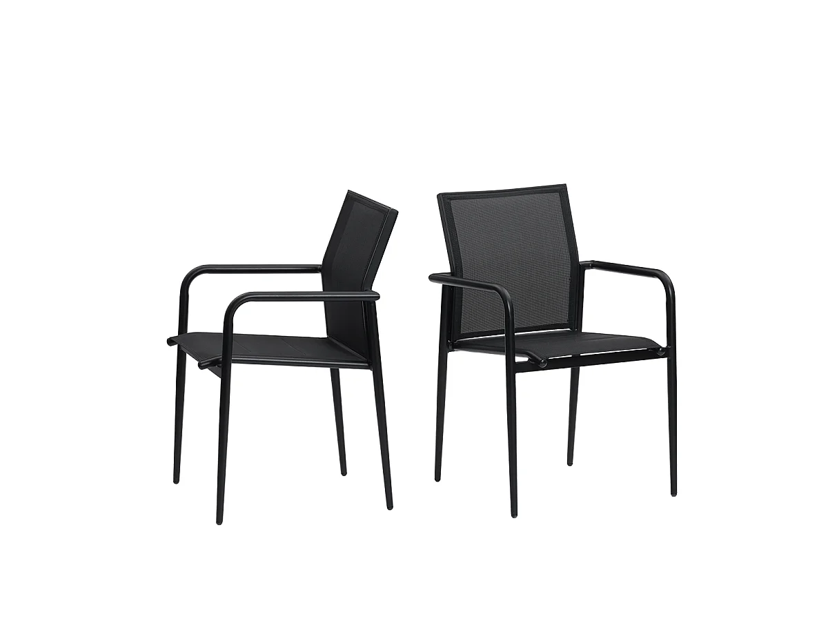 Fauteuil de jardin en aluminium et textilène noir