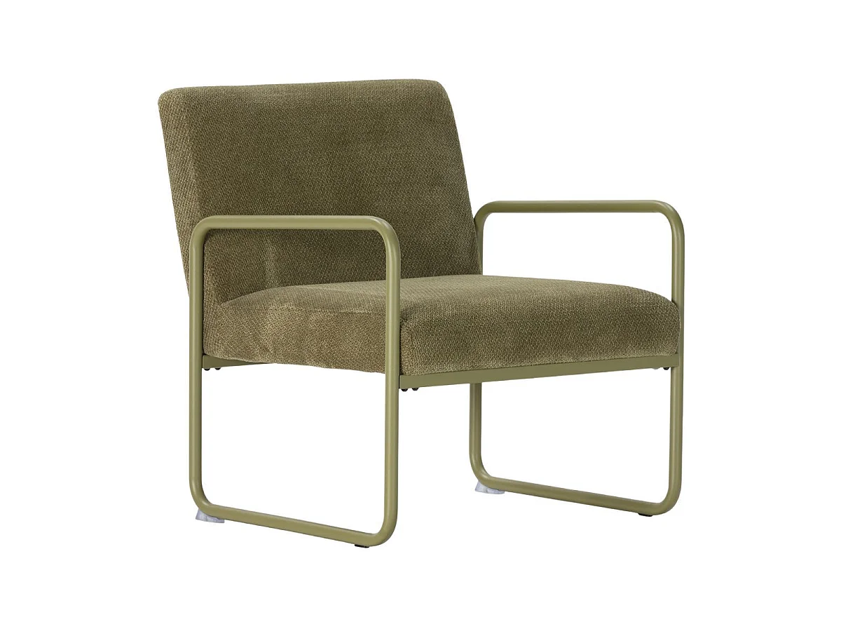Fauteuil structure métallique forme luge assise tissu maille douce vert - CIVEN