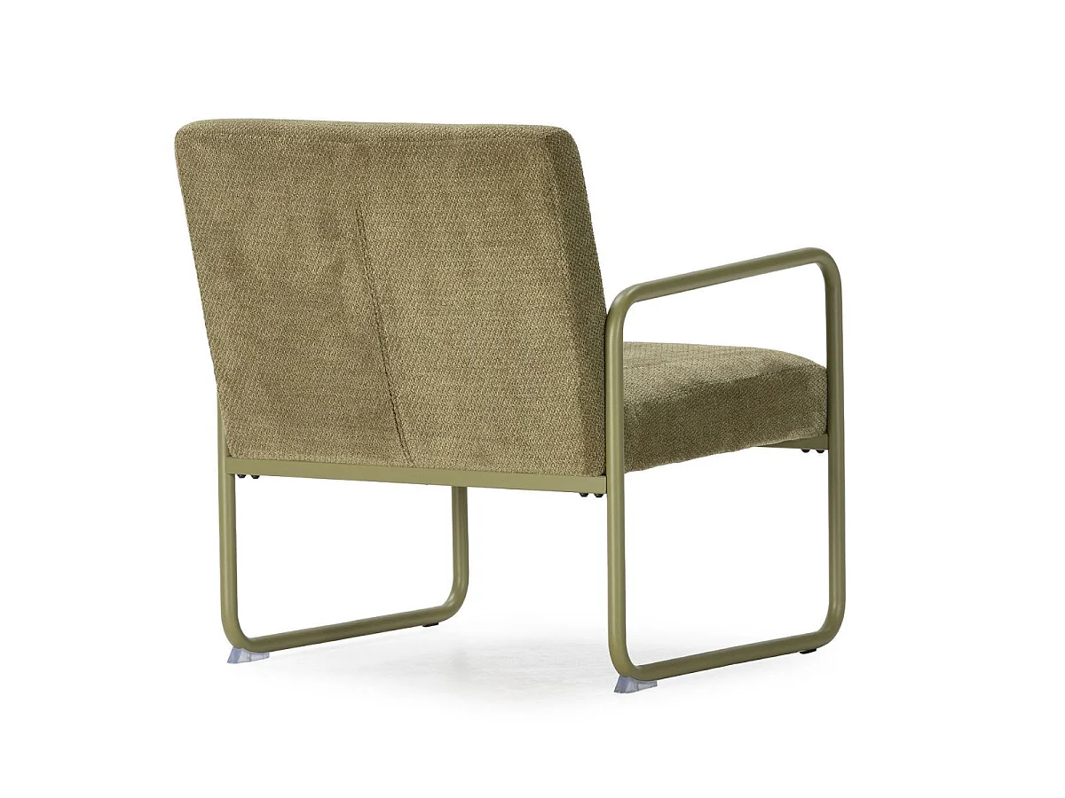 Fauteuil structure métallique forme luge assise tissu maille douce vert - CIVEN