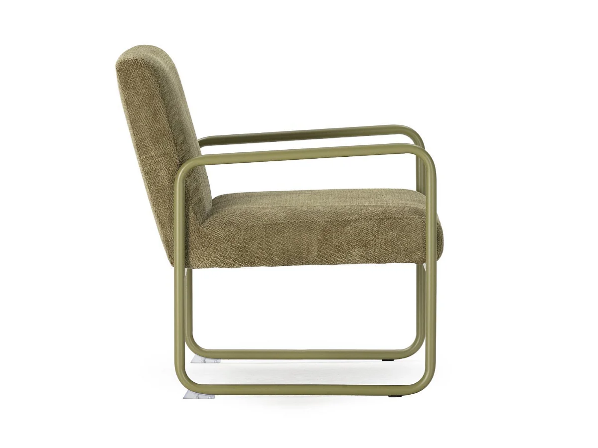 Fauteuil structure métallique forme luge assise tissu maille douce vert - CIVEN