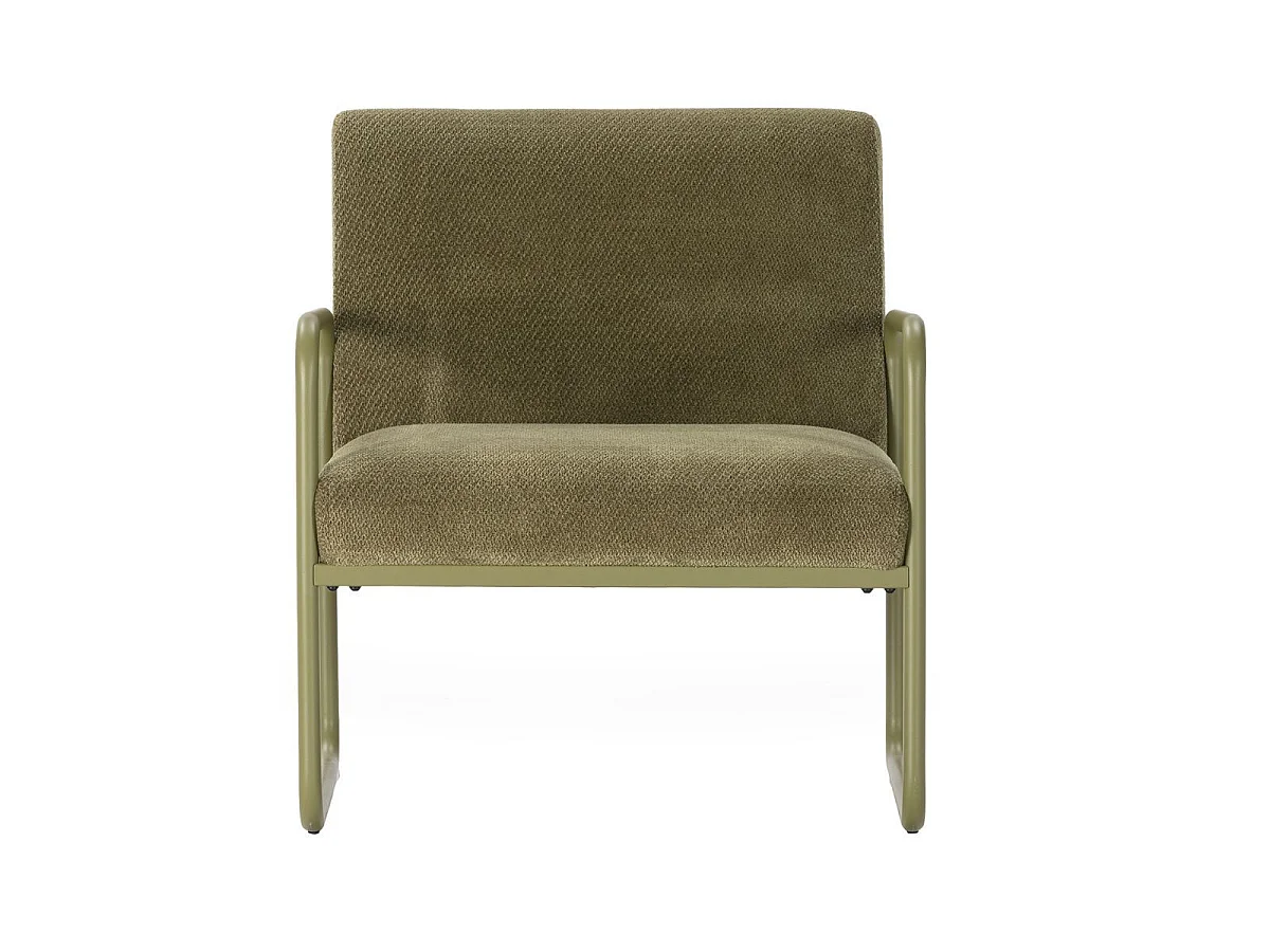 Fauteuil structure métallique forme luge assise tissu maille douce vert - CIVEN