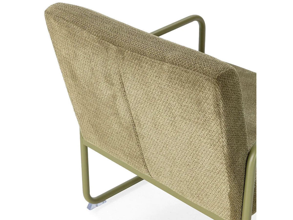 Fauteuil structure métallique forme luge assise tissu maille douce vert - CIVEN