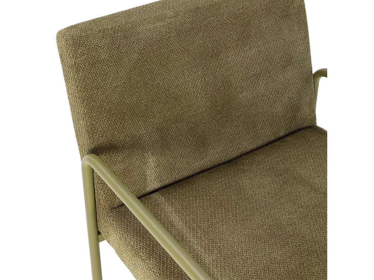 Fauteuil structure métallique forme luge assise tissu maille douce vert - CIVEN