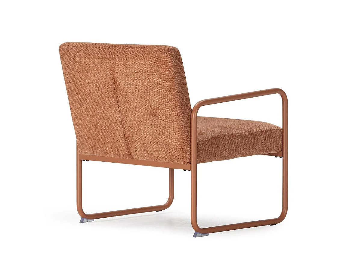 Fauteuil structure métallique forme luge assise tissu maille douce terracotta - CIVEN