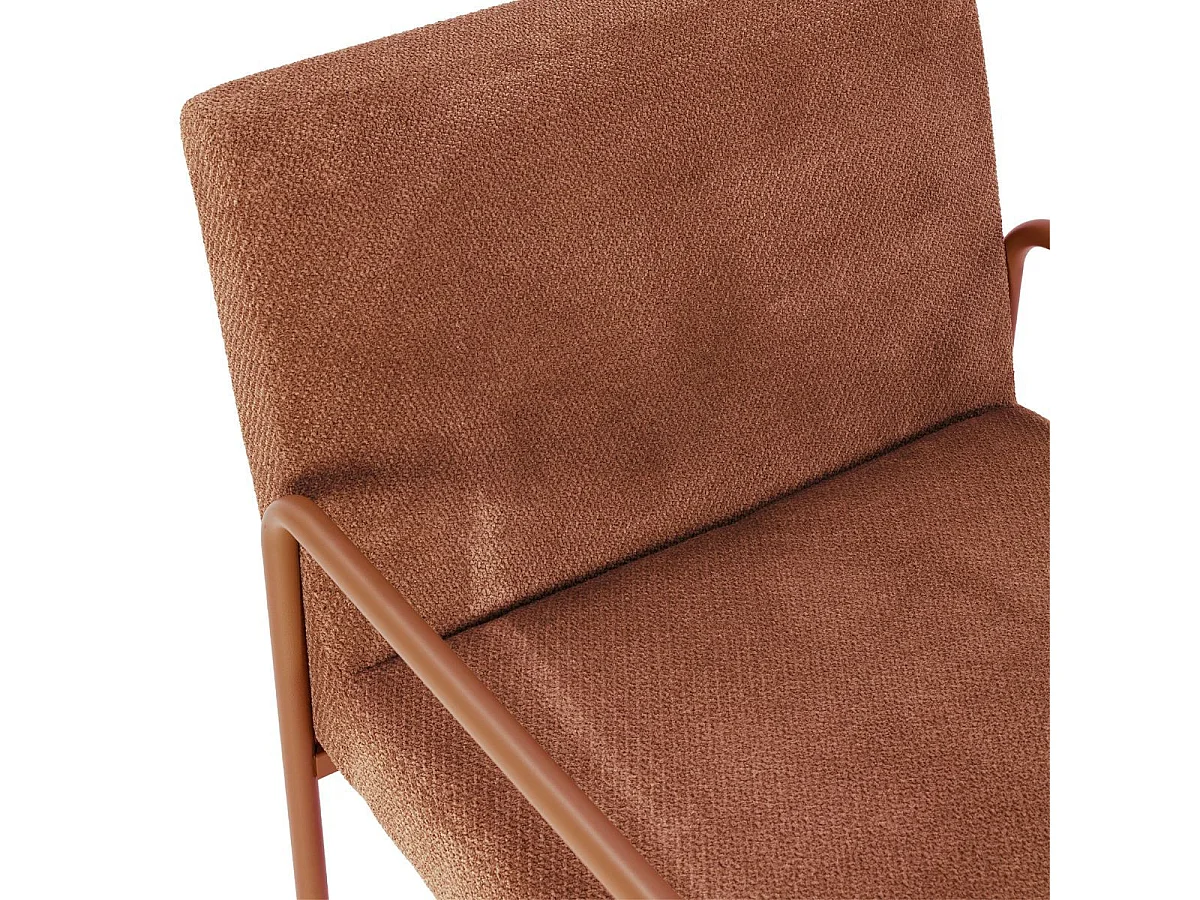 Fauteuil structure métallique forme luge assise tissu maille douce terracotta - CIVEN